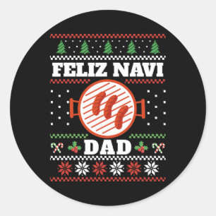 Sticker Rond Drôle Papa Noël Bbq Feliz Navi Papa Douloureux