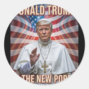Sticker Rond Drôle Pape Et Président Donald Trump