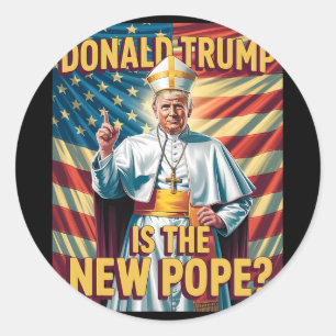 Sticker Rond Drôle Pape Et Président Donald Trump3