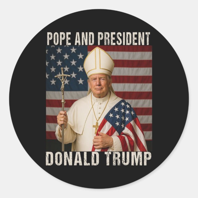 Sticker Rond Drôle Pape Trump Et Président Donald Trump (Devant)