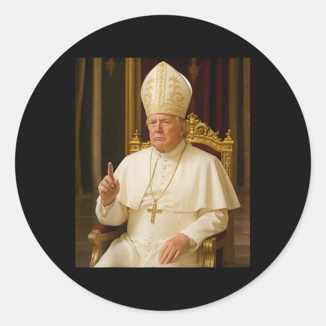 Sticker Rond Drôle Pape Trump Tee Meme (Devant)