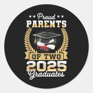 Sticker Rond Drôle Parents Fiers De Deux Jumeaux Diplômés De 20