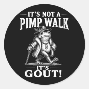 Sticker Rond Drôle Pas Une Marche De Mac Marche Goutte Grenouil