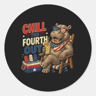 Sticker Rond Drôle Patriotique Fait Froid Le Quatre Hors Hippop