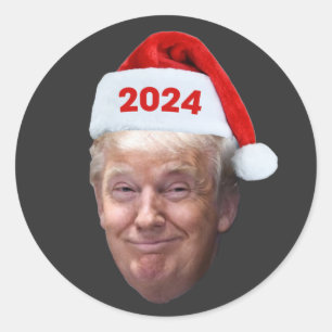 Sticker Rond Drôle Père Noël Trump 2024 Noël Trump Lovers Cadea
