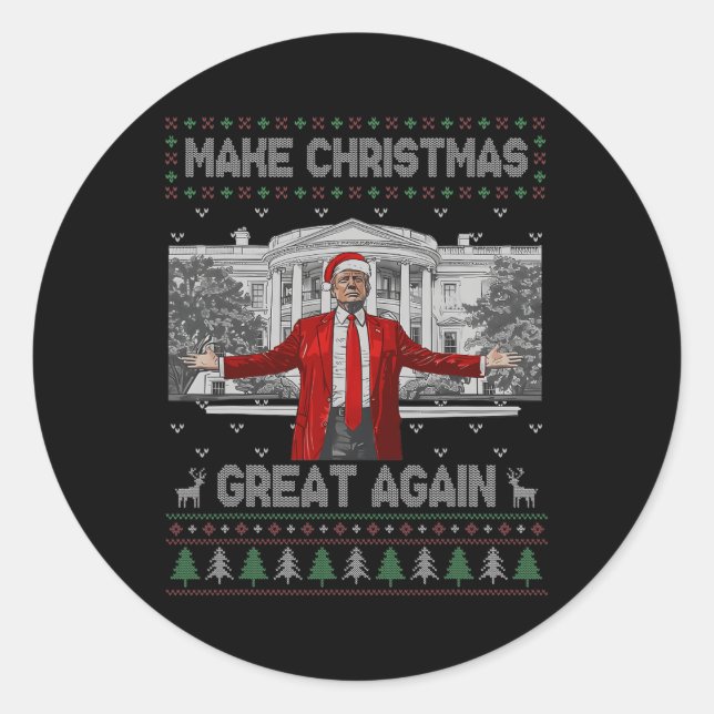 Sticker Rond Drôle Père Noël Trump Rendre sa grandeur à Noël (Devant)