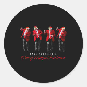 Sticker Rond Drôle Père Noël Trump S'Est Joyeux Noël