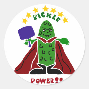 Sticker Rond Drôle Pickleball Super Hero Pickle