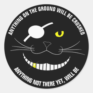 Sticker Rond Drôle Pirate Chat Souriant Avec Un Patch Oeil