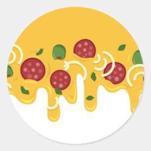 Sticker Rond Drôle Pizza au Fromage Rétro Coulant Keto Party