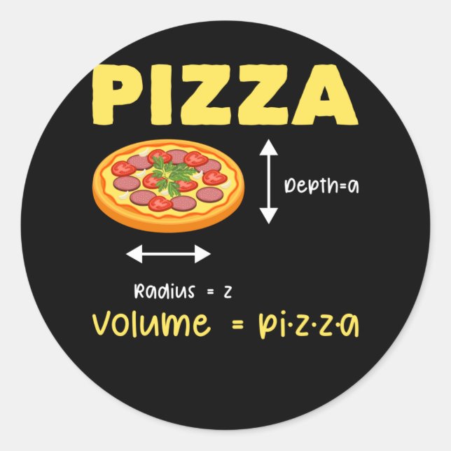 Sticker Rond Drôle Pizza Math Volume Calcul Aliments Lover (Devant)