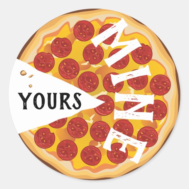 Sticker Rond Drôle pizza pepperoni mignonne foodie party (Devant)