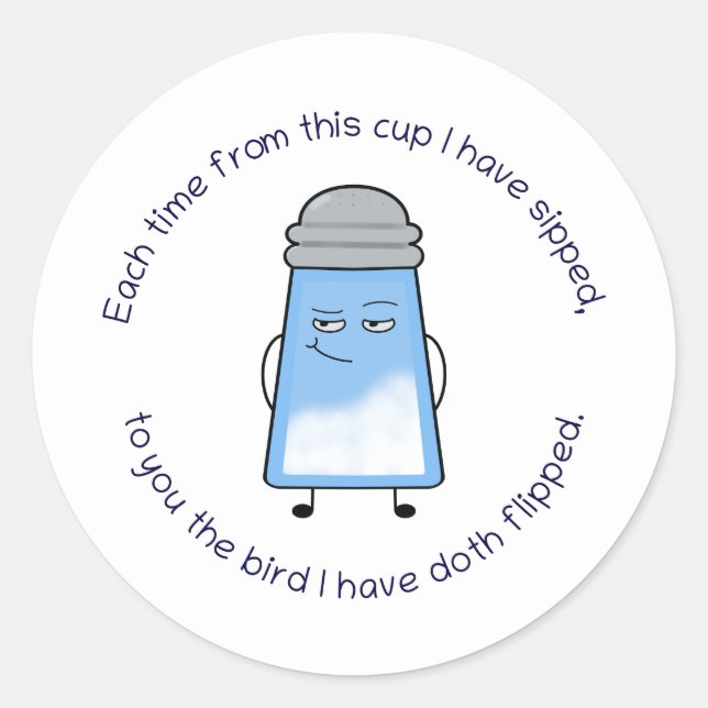 Sticker Rond Drôle Poème Salé Couplet Mug "Oiseau Flip" (Devant)