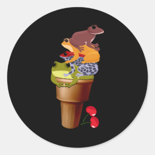 Sticker Rond Drôle poison grenouilles à tartines crème glacée A