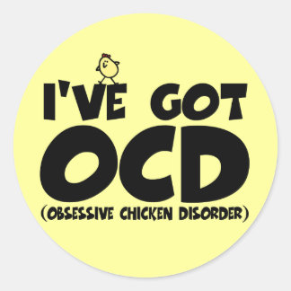 Sticker Rond Drôle poulet OCD