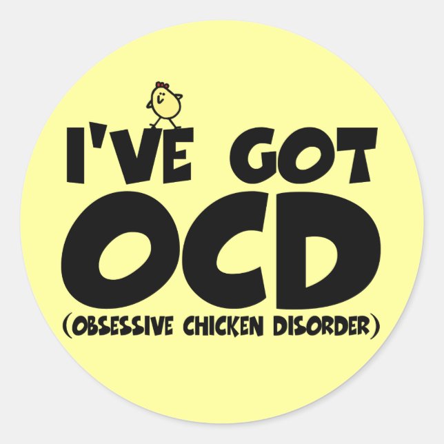 Sticker Rond Drôle poulet OCD (Devant)