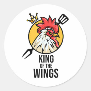 Sticker Rond Drôle poulet Roi ailes Fans Bbq Drumstick Don F