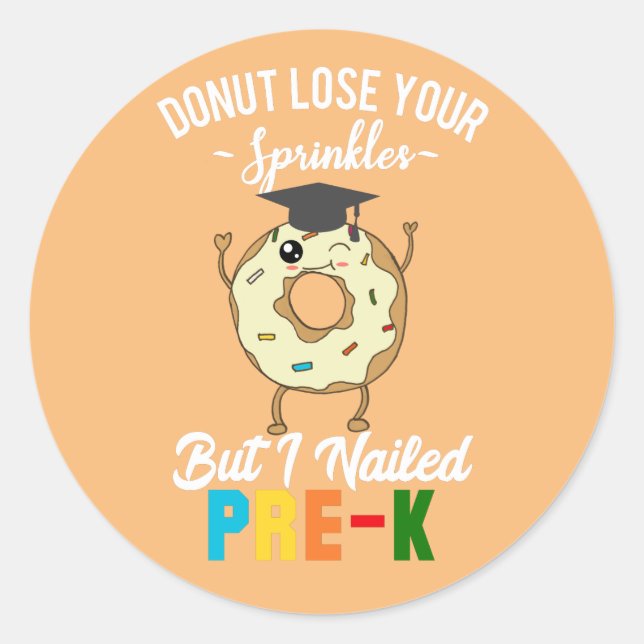 Sticker Rond Drôle pré-K Graduation Donut Preschool Graduation (Devant)