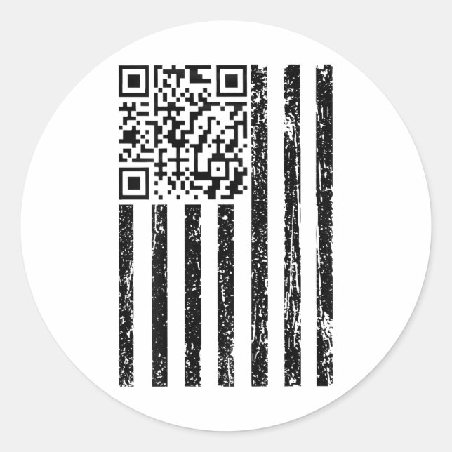 Sticker Rond Drôle Qr Scan Me Président Code de danse Usa Drape (Devant)