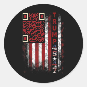 Sticker Rond Drôle Qr Scan Me Président Trump 4547 Trump Danse