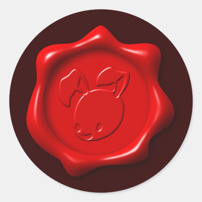 Sticker Rond Drôle Red Faux Wax Seal Bunny (Devant)