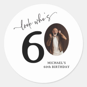 Sticker Rond Drôle 'Regardez qui a 60 ans' Élégant 60e Annivers