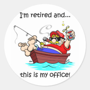 Sticker Rond Drôle retraite de pêche