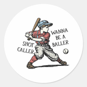 Sticker Rond Drôle Retro veut être un Byller Shot Caller maman 