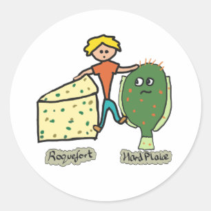 Sticker Rond Drôle Rocher au fromage et Pun à l'endroit diffici