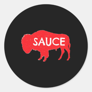 Sticker Rond Drôle Sauce Buffalo Graphiste Ailes Chaudes Épicée