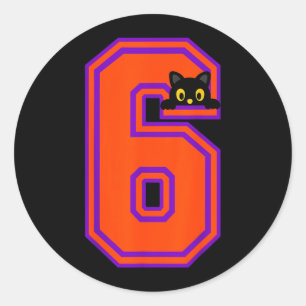 Sticker Rond Drôle Six Sept 6 7 Halloween Chat Noir Professeur