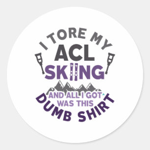 Sticker Rond Drôle Skiing Knee Blessure Torn Acl Se Bien