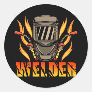 Sticker Rond Drôle Soudage Fier Souder Travail Souder Américain