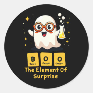 Sticker Rond Drôle Tableau périodique Chimie Fantôme Nerd Boo H