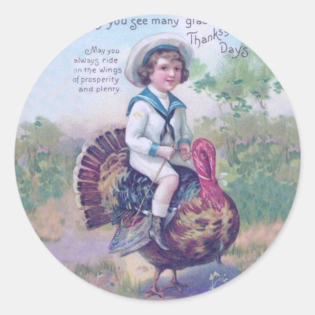 Sticker Rond Drôle Thanksgiving Turquie (Devant)