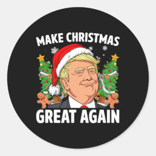 Sticker Rond Drôle Trump 2024 Faire Noël Grande Encore Hommes F