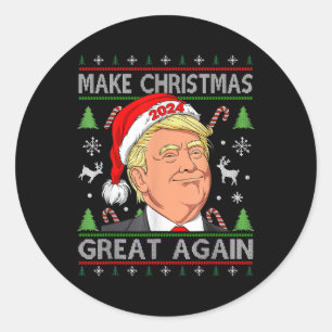 Sticker Rond Drôle Trump 2024 Rendre la grandeur de Noël moche