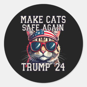 Sticker Rond Drôle Trump 24 Président Débat Mème Faire Des Chat