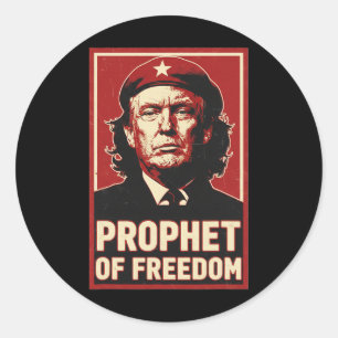 Sticker Rond Drôle Trump Che Guevara Prophète de la Liberté Amo