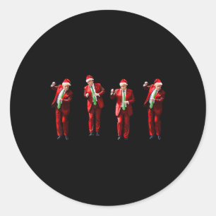 Sticker Rond Drôle Trump Danse Santa Claus Noël Noël Noël Noël 