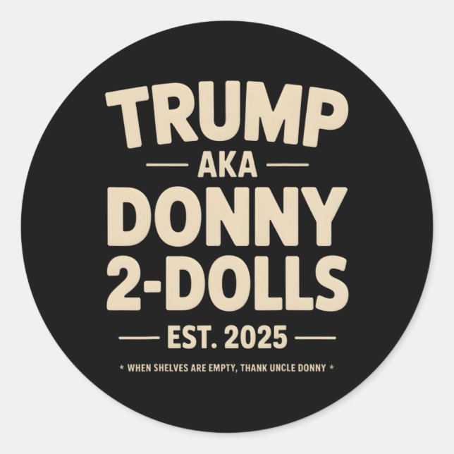 Sticker Rond Drôle Trump Donny Deux Poupées 2 Poupées À Noël T (Devant)