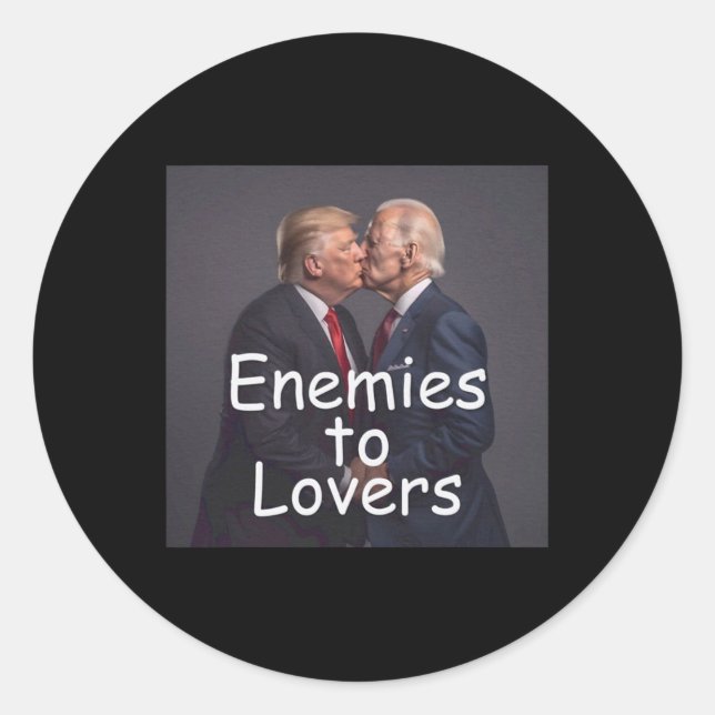 Sticker Rond Drôle Trump Et Biden S'Embrasser (Devant)