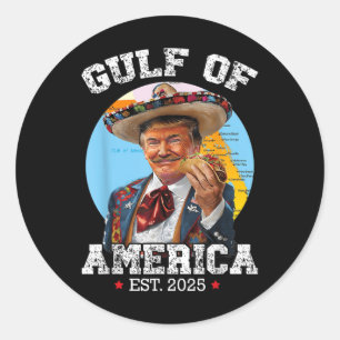 Sticker Rond Drôle Trump Golfe Des États-Unis Amérique 2025 Tru