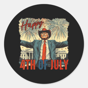 Sticker Rond Drôle Trump Joyeux Jour 4 juillet de l'Indépendanc