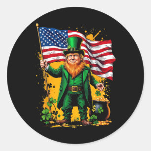 Sticker Rond Drôle Trump Paddys Back 45 47 Jour de la Saint Pat