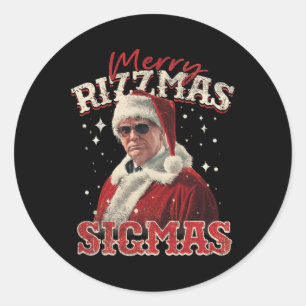 Sticker Rond Drôle Trump Père Noël Joyeux Rizzmas Sigmas Pajama