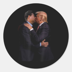 Sticker Rond Drôle Trump Président Américain Et Président Chino