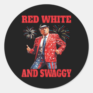 Sticker Rond Drôle Trump Rouge Blanc Et Swaggy Trump Danse 4ème