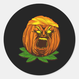 Sticker Rond Drôle Trumpkin Donald Trump Citrouille Costume Hal