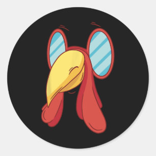 Sticker Rond Drôle Turquie Face Thanksgiving Fall Joke Humour